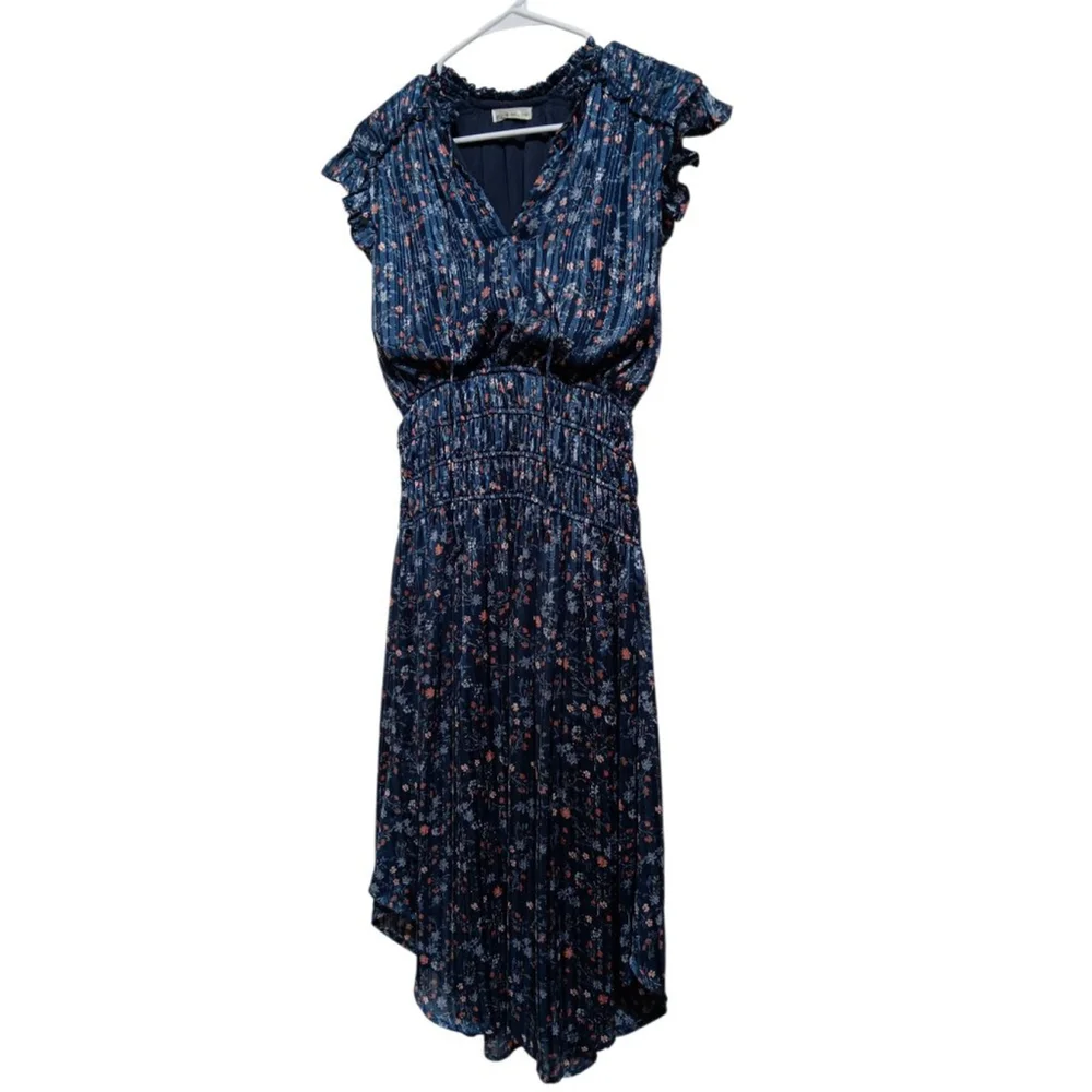 WAPG Beautiful Floral Flowy Ruffle Sleeve Dress Smocked Lined Boho Cottagecore